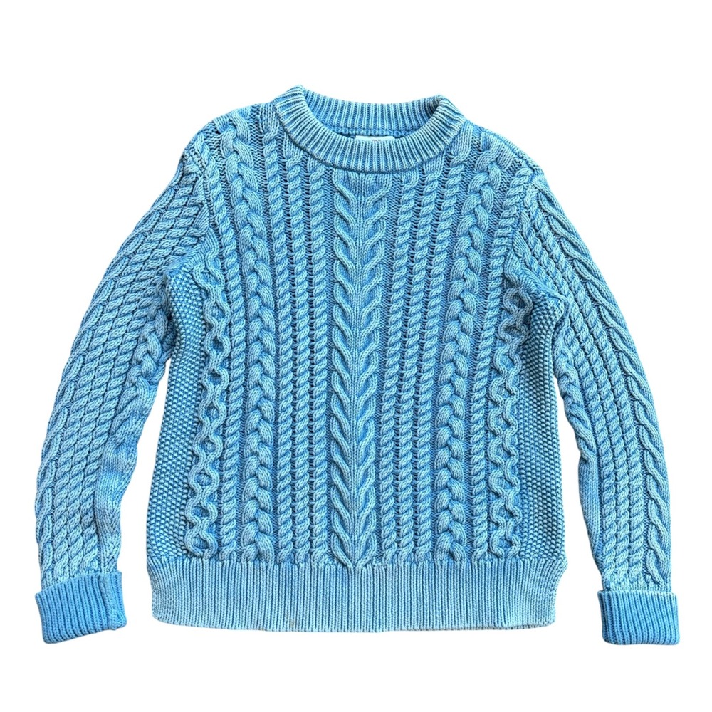 Vineyard Vines Womens Blue Cable Knit Cotton Crew Neck Sweater Small